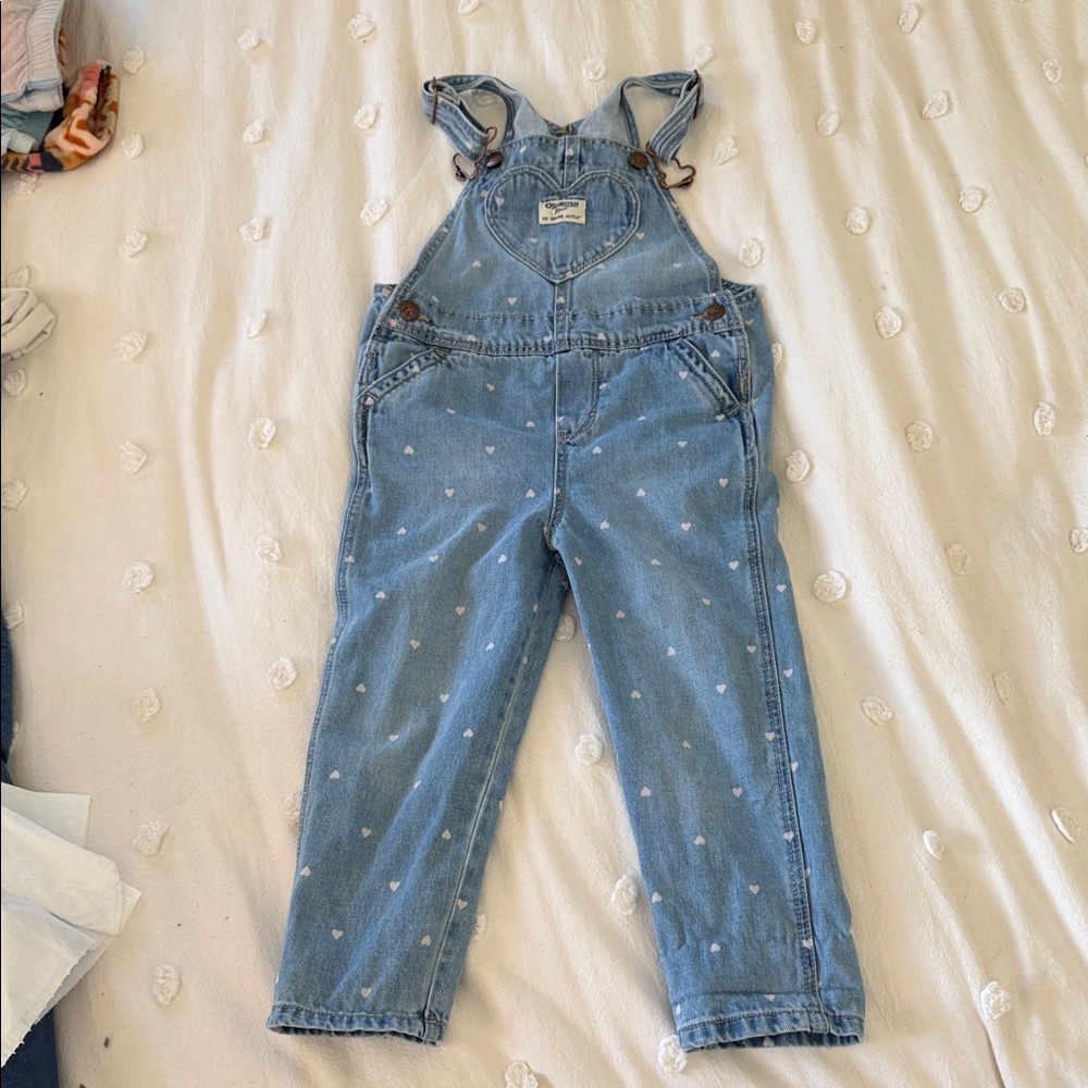 OshKosh B'gosh Light Blue Heart Denim Overalls